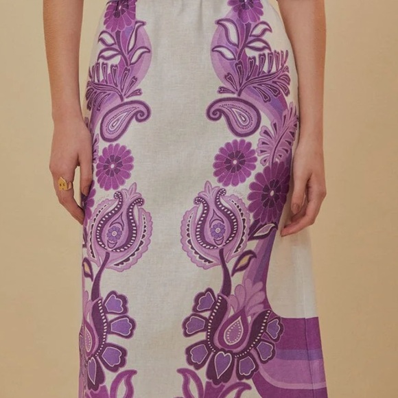NWT Farm Rio Linen Womens Maxi Purple Floral Skirt - Picture 3 of 6